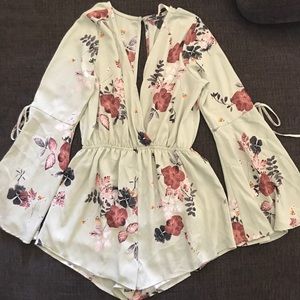 NWOT Mint Floral Romper